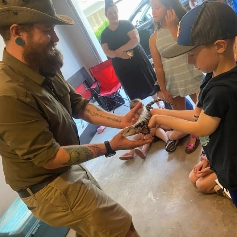 Hands-on interaction with a snake, up close